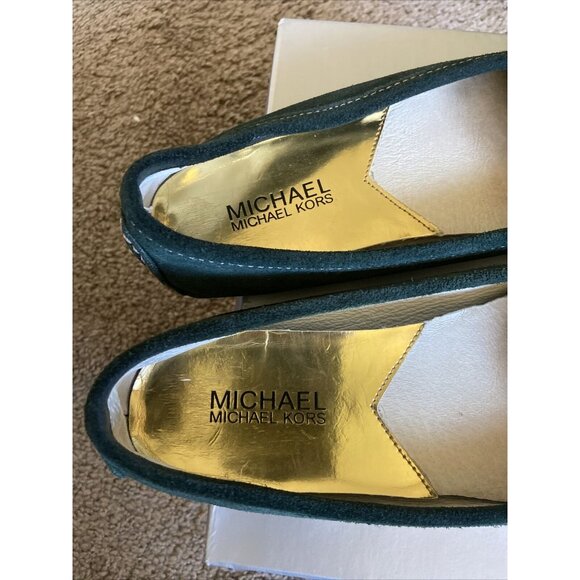 Michael Kors Suede Moccasin Loafer Flats Sage Dark Green 6M - Picture 2 of 9